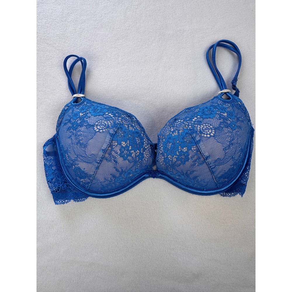 Victoria's Secret Sexy Little Things 34C Blue Lace Push Up Underwire Bra